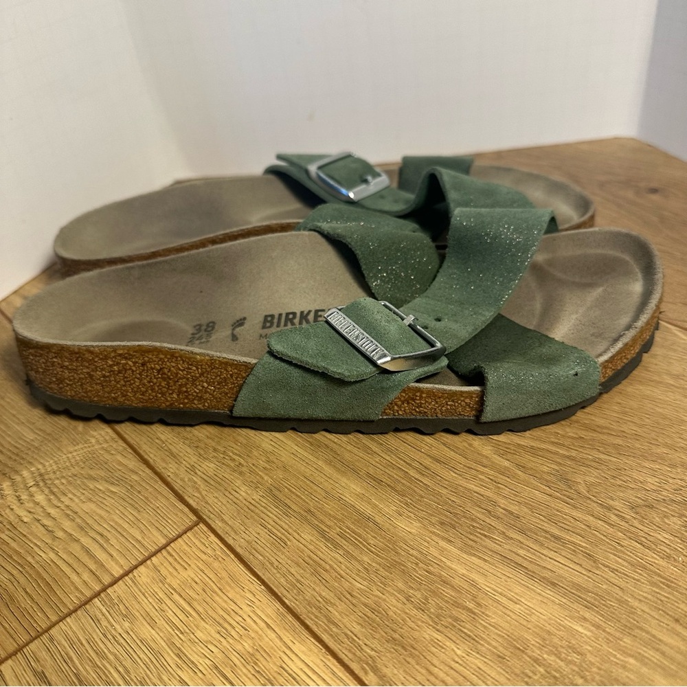Birkenstock Siena Green Suede Sandals - Picture 2 of 7